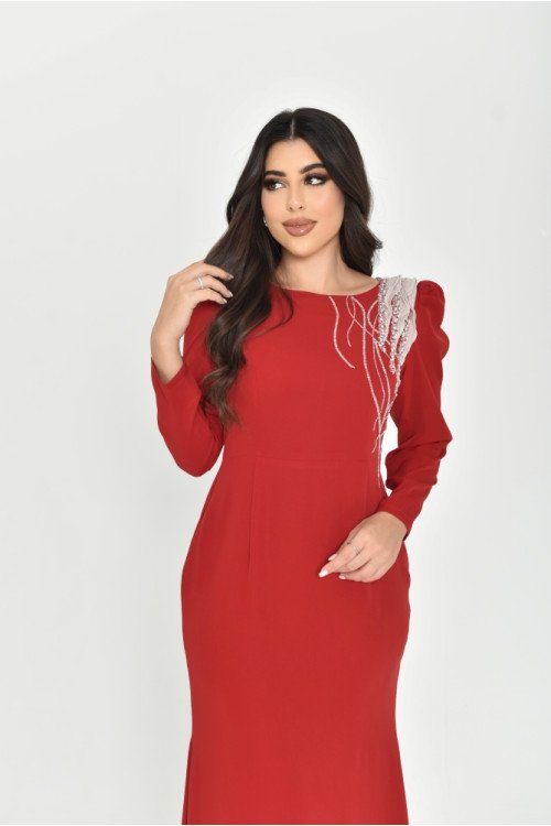 Elegant red long evening dress